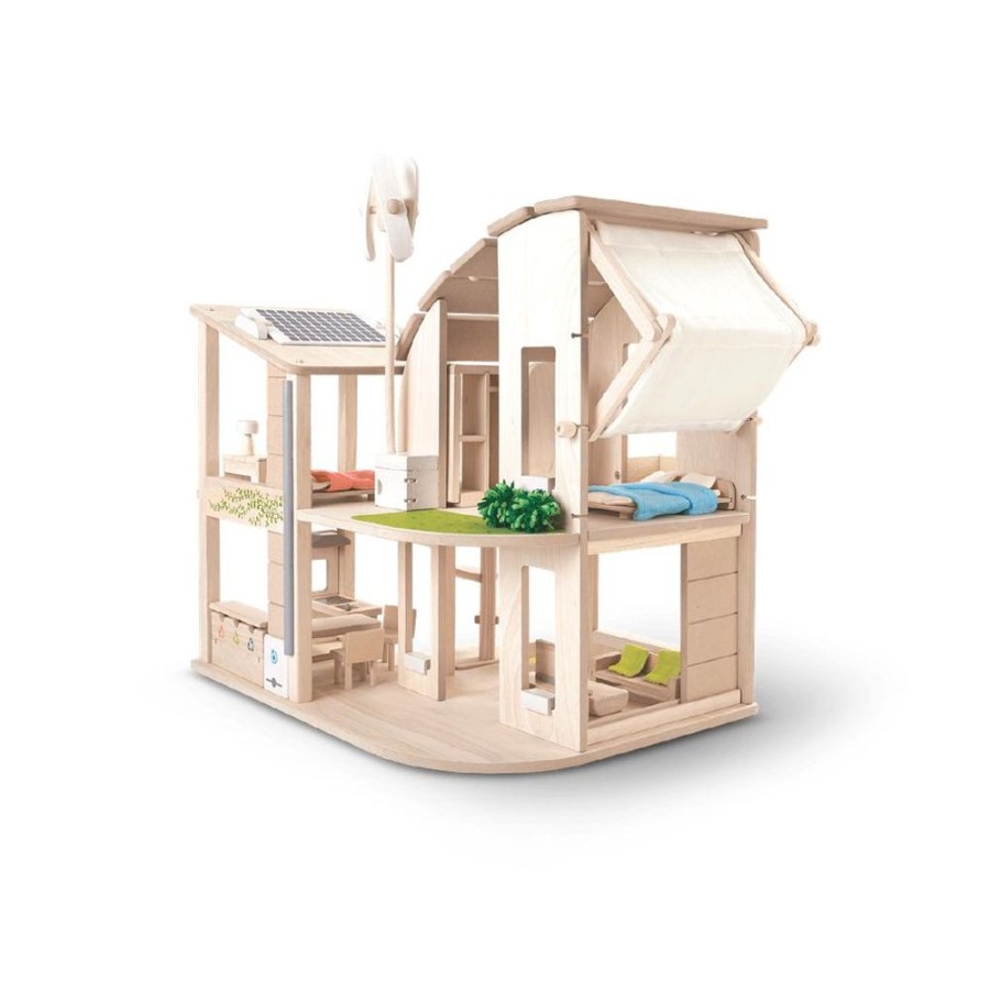 PlanToys Grunes Puppenhaus Mit Mobeln | Puppenhaus